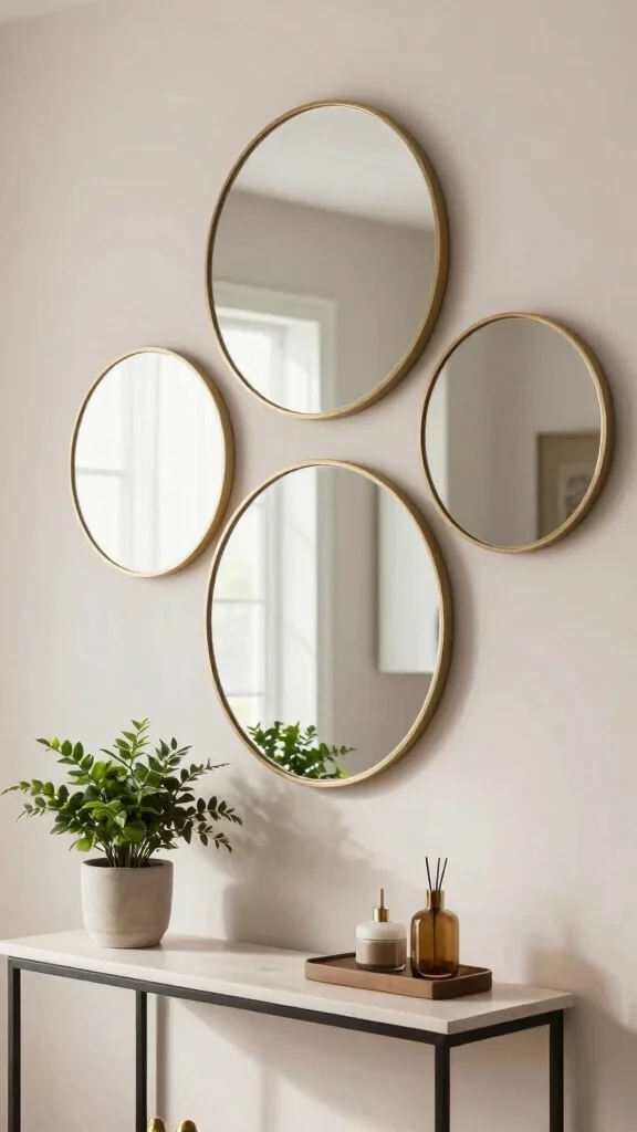 15 Set of 3 Mirrors on Wall Ideas for Balanced Styling - 10. Round Mirror Trio 1