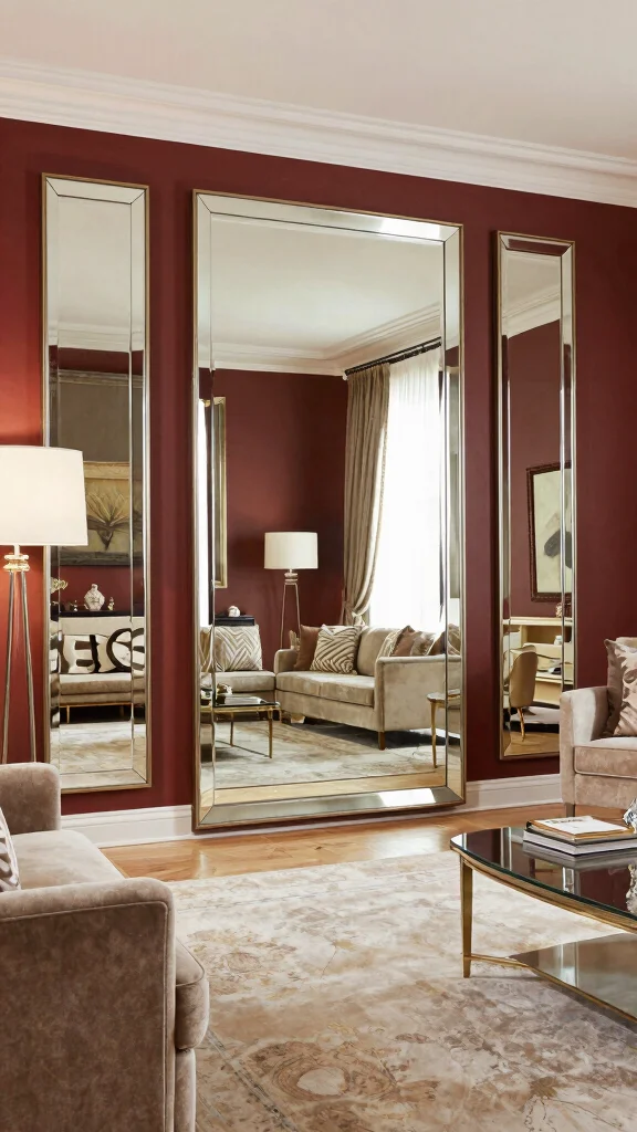 15 Set of 3 Mirrors on Wall Ideas for Balanced Styling - 11. Oversized Statement Mirrors 1