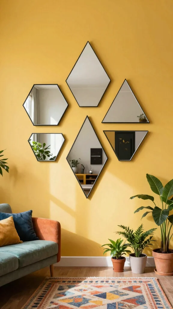 15 Set of 3 Mirrors on Wall Ideas for Balanced Styling - 2. Geometric Shapes 1