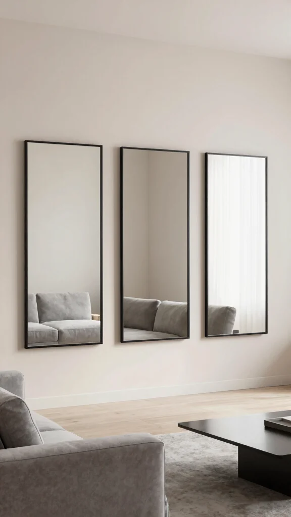 15 Set of 3 Mirrors on Wall Ideas for Balanced Styling - 5. Minimalistic Approach 1