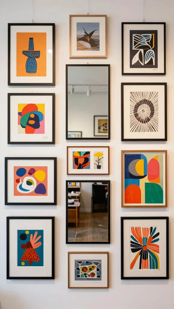 15 Set of 3 Mirrors on Wall Ideas for Balanced Styling - 8. Mirror and Gallery Wall Fusion 1