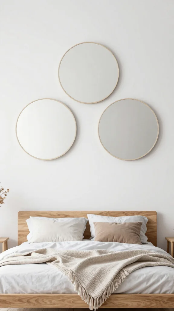 15 Small Mirrors on Wall Ideas for Subtle Decor - 10. Minimalist Circular Mirrors 1