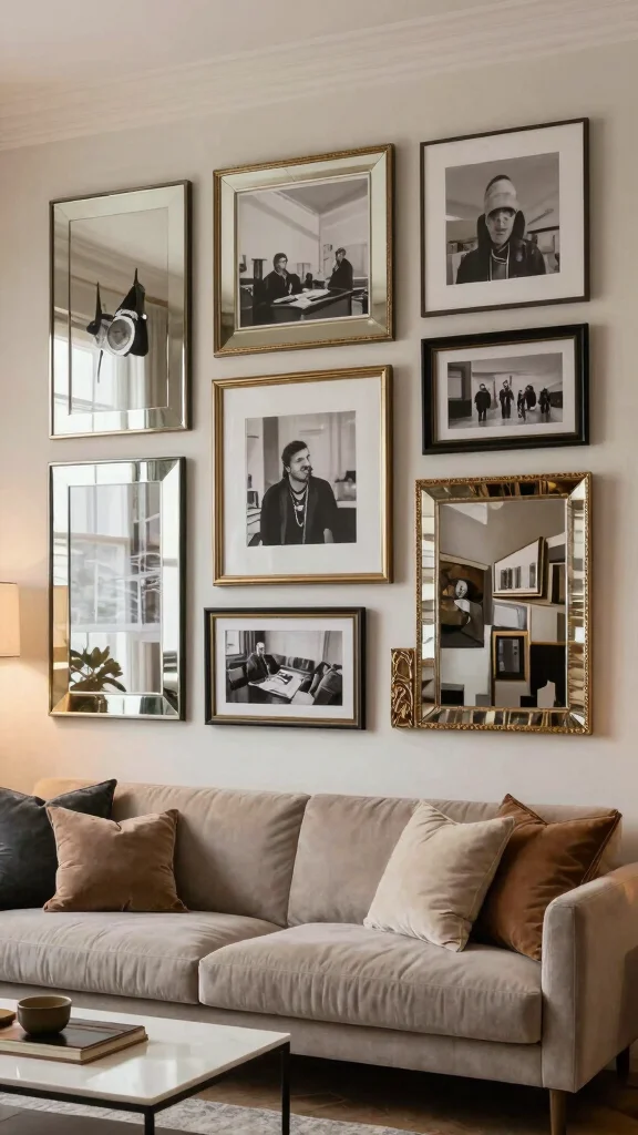 15 Small Mirrors on Wall Ideas for Subtle Decor - 11. Mirrored Accent Frames 1