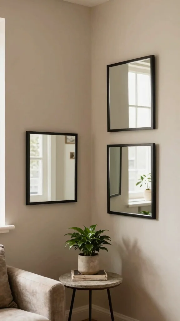 15 Small Mirrors on Wall Ideas for Subtle Decor - 14. Corner Mirror Displays 1