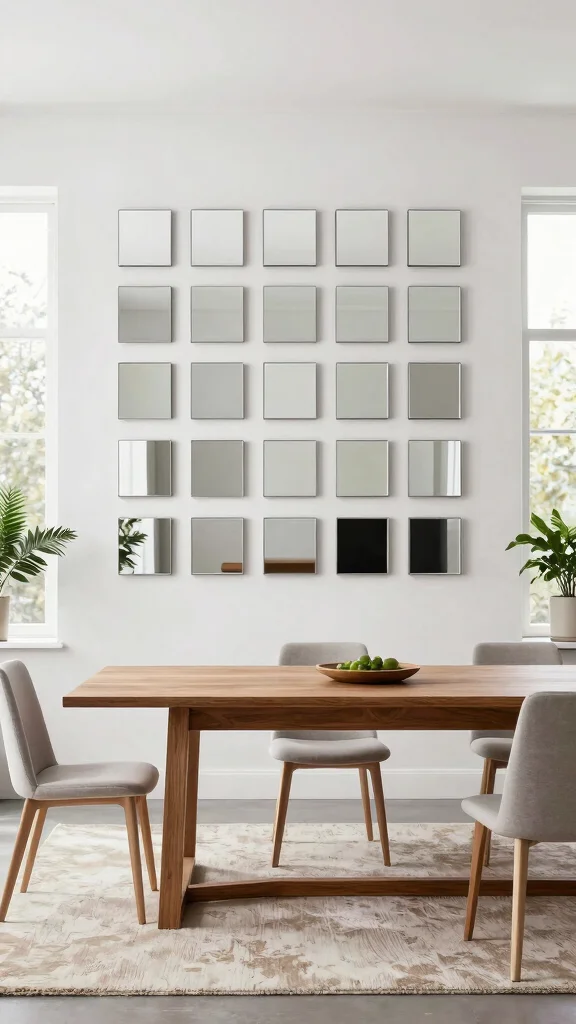 15 Small Mirrors on Wall Ideas for Subtle Decor - 2. Geometric Mirror Arrangement 1