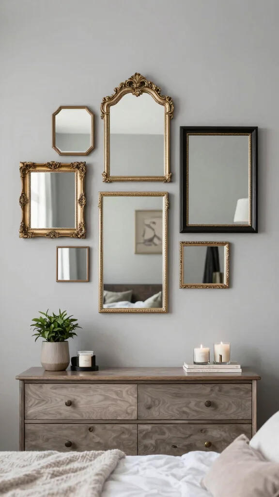 15 Small Mirrors on Wall Ideas for Subtle Decor - 3. Asymmetrical Cluster 1