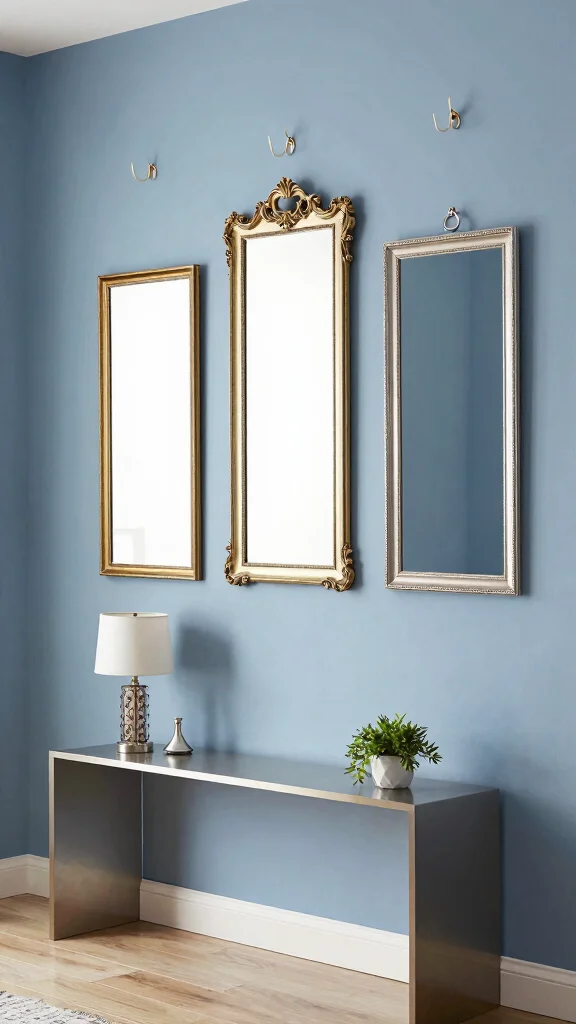 15 Small Mirrors on Wall Ideas for Subtle Decor - 4. Vertical Line of Mirrors 1