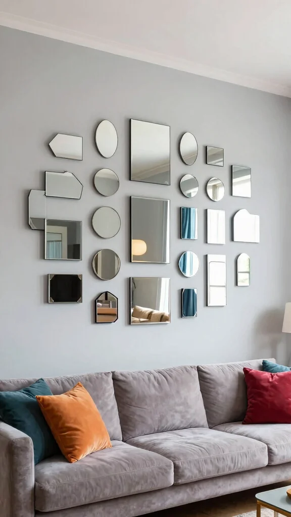 15 Small Mirrors on Wall Ideas for Subtle Decor - 7. Decorative Mirrored Wall Art 1