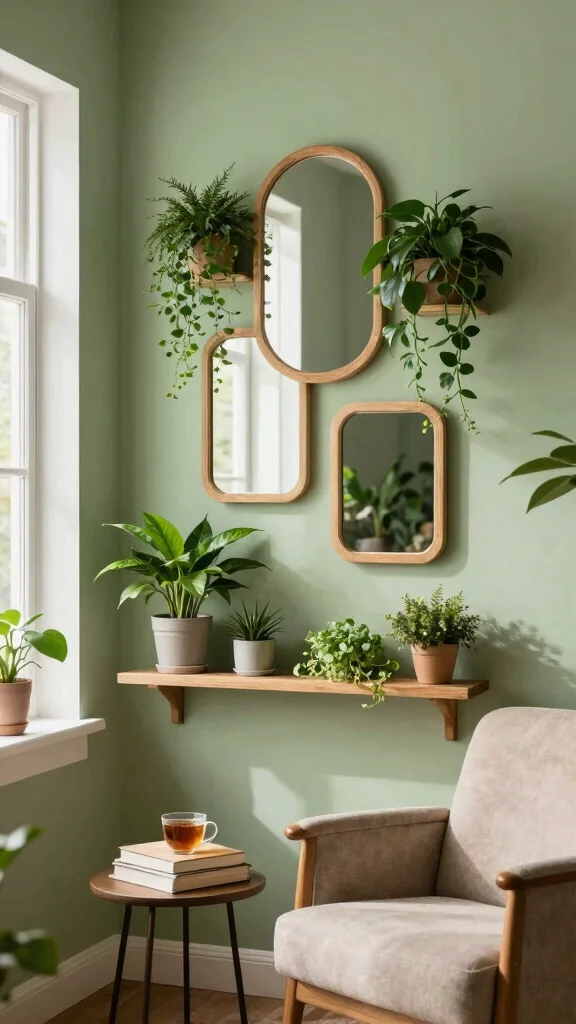 15 Small Mirrors on Wall Ideas for Subtle Decor - 8. Nature-Inspired Mirror Arrangement 1