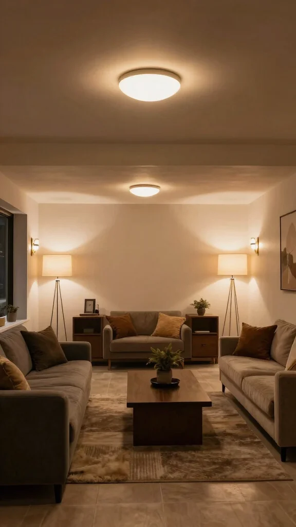 16 Basement Lighting Fixtures Ideas to Brighten Dark Spaces - 12. Layered Lighting Solutions 1