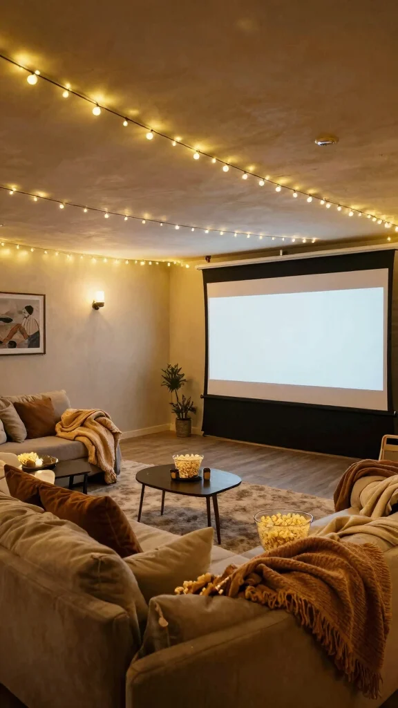 16 Basement Lighting Fixtures Ideas to Brighten Dark Spaces - 5. String Lights for Whimsical Touch 1