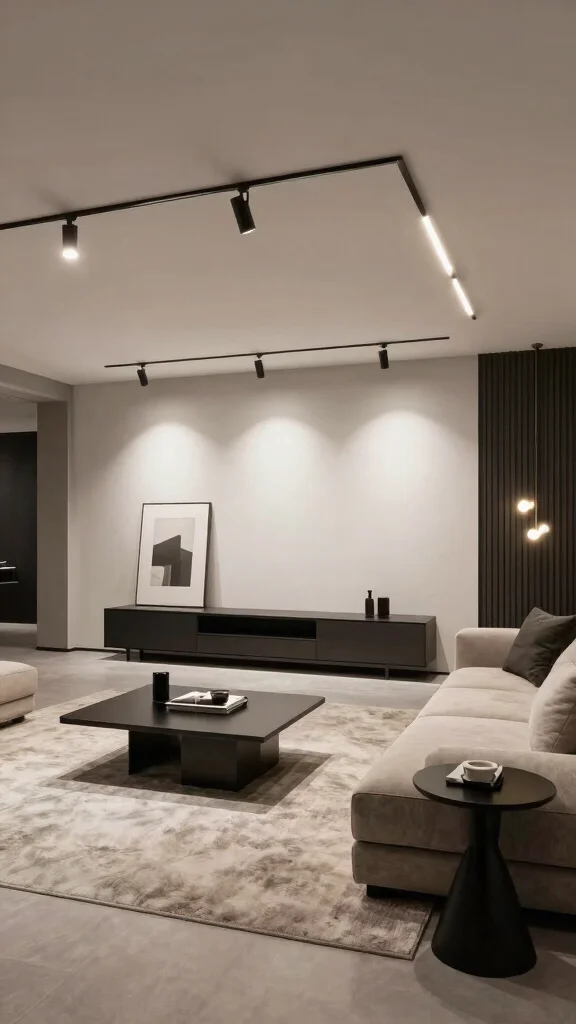 16 Basement Lighting Fixtures Ideas to Brighten Dark Spaces - 6. Modern Track Lighting 1