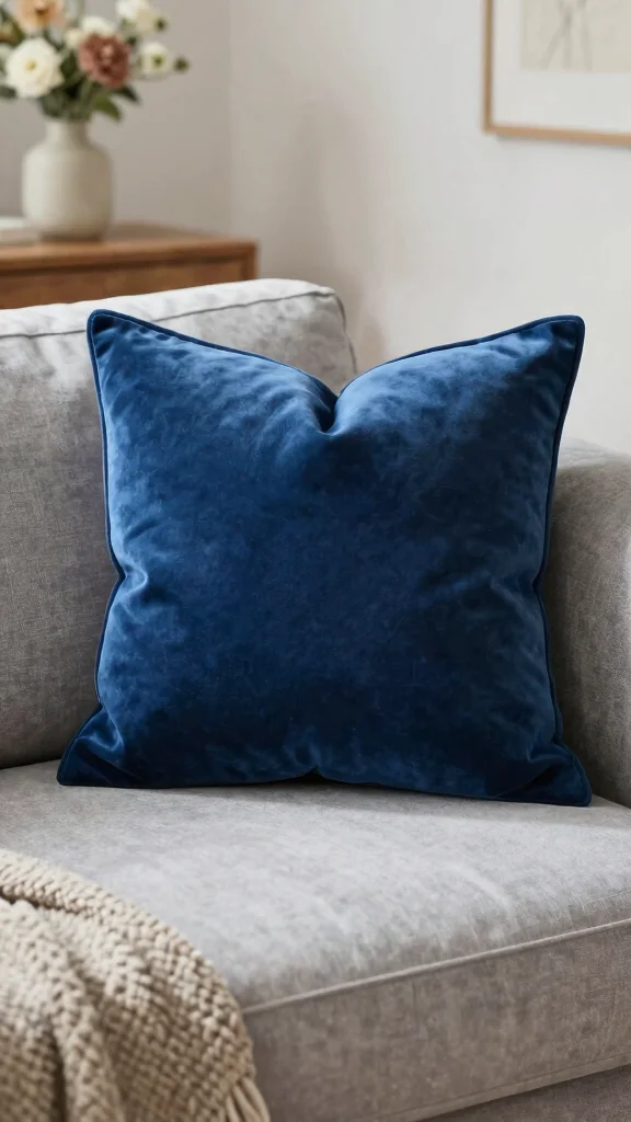 16 Blue Couch Throw Pillows Ideas for a Balanced Palette - 1. Deep Ocean Blue Velvet 1