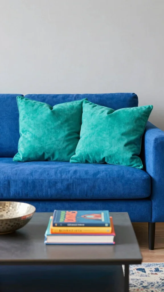 16 Blue Couch Throw Pillows Ideas for a Balanced Palette - 10. Bold Teal Accents 1