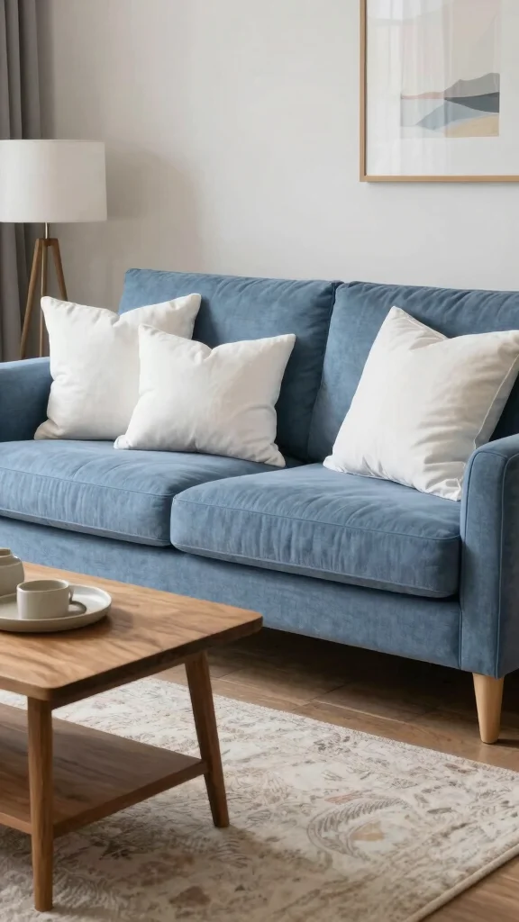 16 Blue Couch Throw Pillows Ideas for a Balanced Palette - 12. Classic White Accents 1