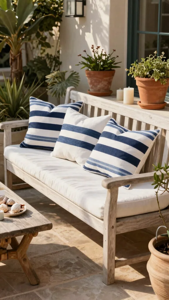 16 Blue and White Throw Pillows Ideas for a Coastal Look - 1. Nautical Stripes Pillows 1