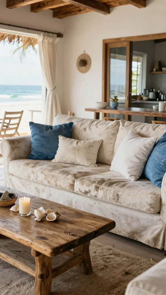 16 Blue and White Throw Pillows Ideas for a Coastal Look - 10. Weathered Textures 1