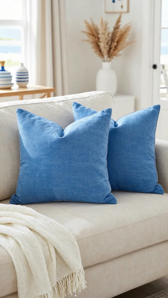 16 Blue and White Throw Pillows Ideas for a Coastal Look - 13. Seasonal Switch-Up 1