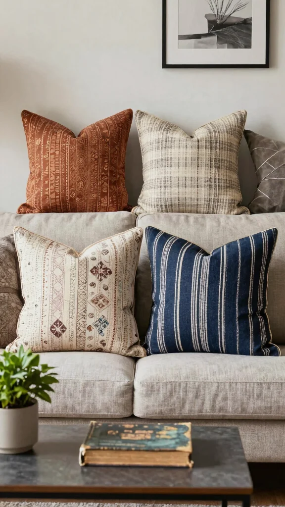 16 Blue and White Throw Pillows Ideas for a Coastal Look - 15. Combining Old and New 1