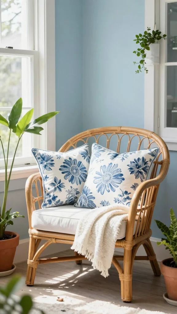 16 Blue and White Throw Pillows Ideas for a Coastal Look - 2. Floral Patterns 1