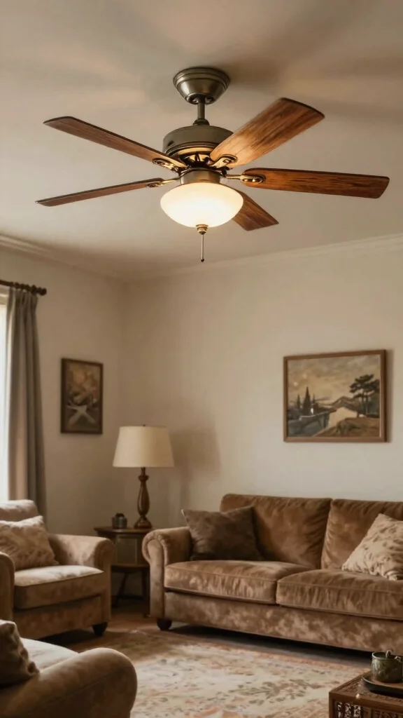 16 Colonial Lighting Fixtures Ideas for Traditional Homes - 10. Rustic Ceiling Fans with Light 1
