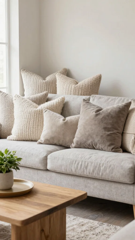 16 Cute Throw Pillows Aesthetic Ideas for a Trendy Home - 1. Textured Neutrals 1