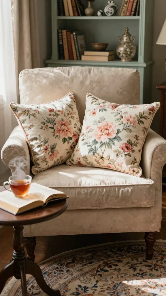 16 Cute Throw Pillows Aesthetic Ideas for a Trendy Home - 4. Vintage Floral Designs 1