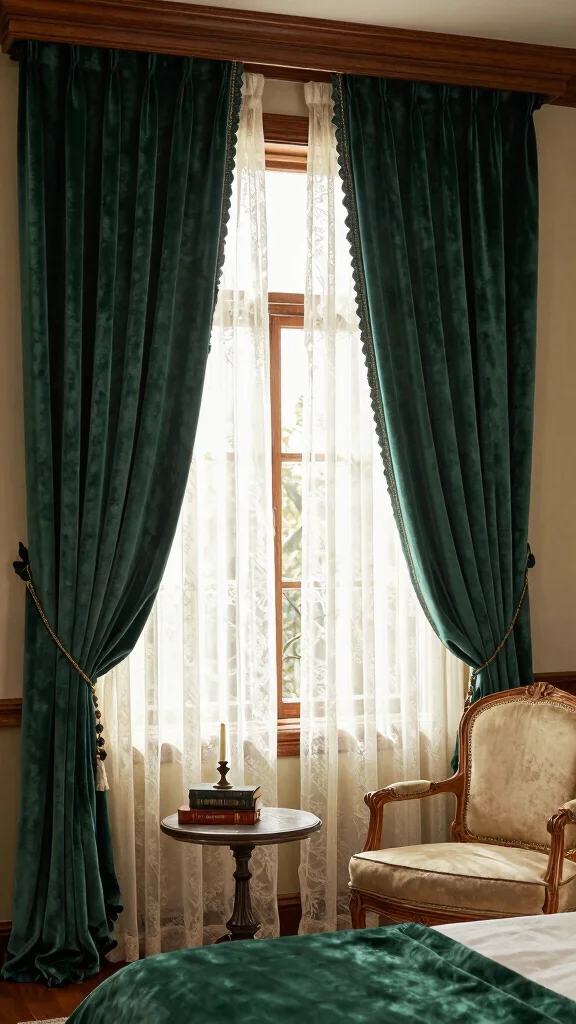 16 Dark Academia Curtains Bedroom Ideas for Moody Interiors - 1. Layered Velvet Curtains 1