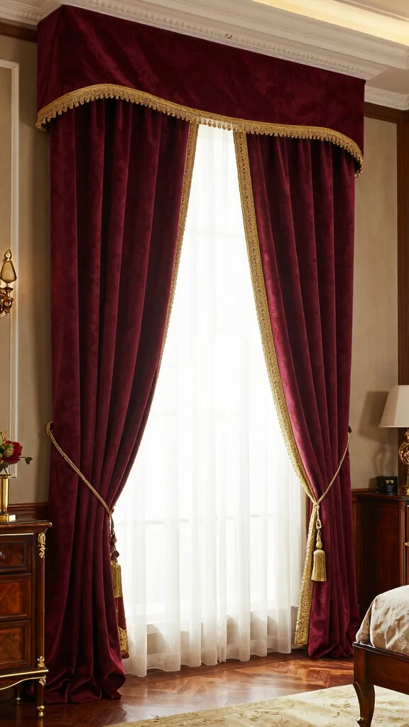 16 Dark Academia Curtains Bedroom Ideas for Moody Interiors - 13. Heavy Drapes with Gold Accents 1