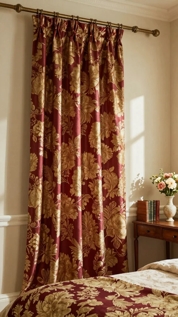 16 Dark Academia Curtains Bedroom Ideas for Moody Interiors - 2. Vintage Floral Patterns 1