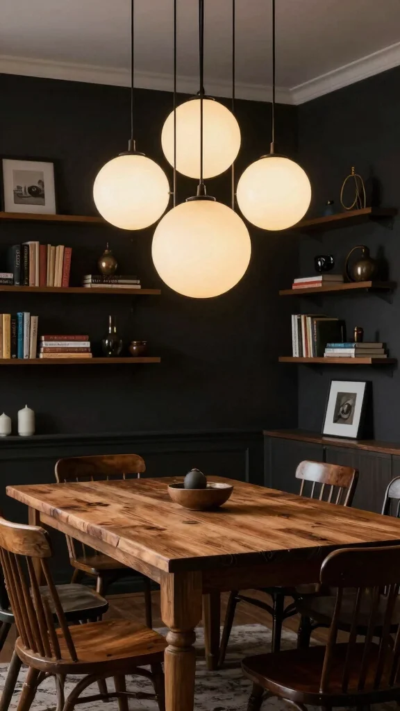 16 Dark Academia Lighting Fixtures Ideas for Moody Interiors - 11. Globe Pendant Lights 1