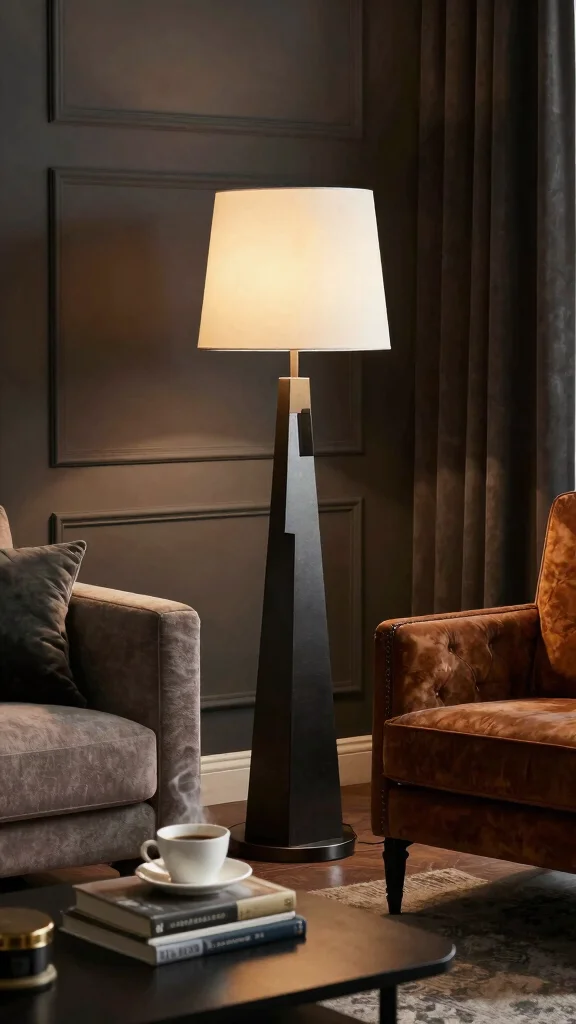 16 Dark Academia Lighting Fixtures Ideas for Moody Interiors - 16. Statement Floor Lamps 1