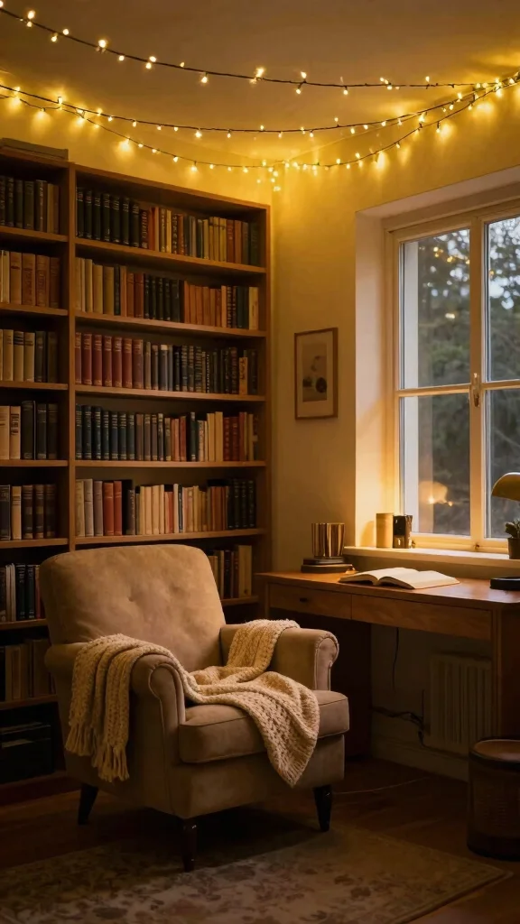 16 Dark Academia Lighting Fixtures Ideas for Moody Interiors - 4. Fairy String Lights 1