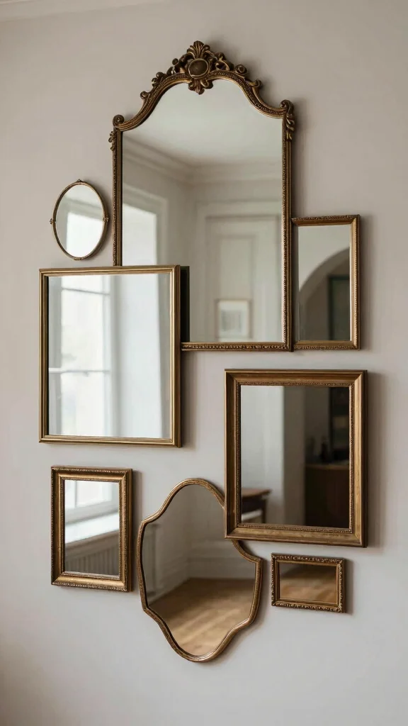 16 Different Mirrors on Wall Ideas for Eclectic Style - 10. Layered Mirrors 1