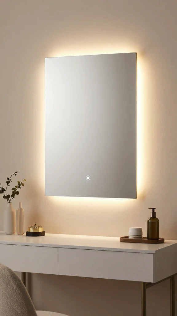 16 Different Mirrors on Wall Ideas for Eclectic Style - 13. Decorative Wall Mirror with Lighting 1