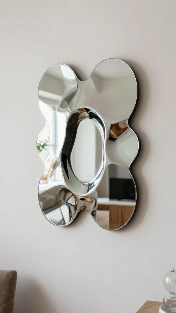 16 Different Mirrors on Wall Ideas for Eclectic Style - 14. Artistic Mirror Sculpture 1