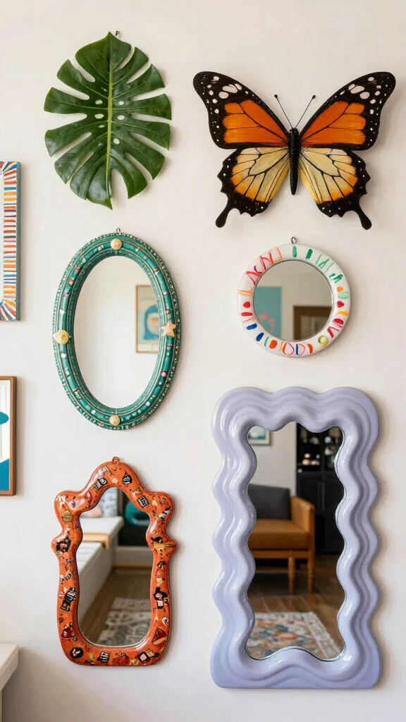 16 Different Mirrors on Wall Ideas for Eclectic Style - 16. Unique Mirror Shapes 1