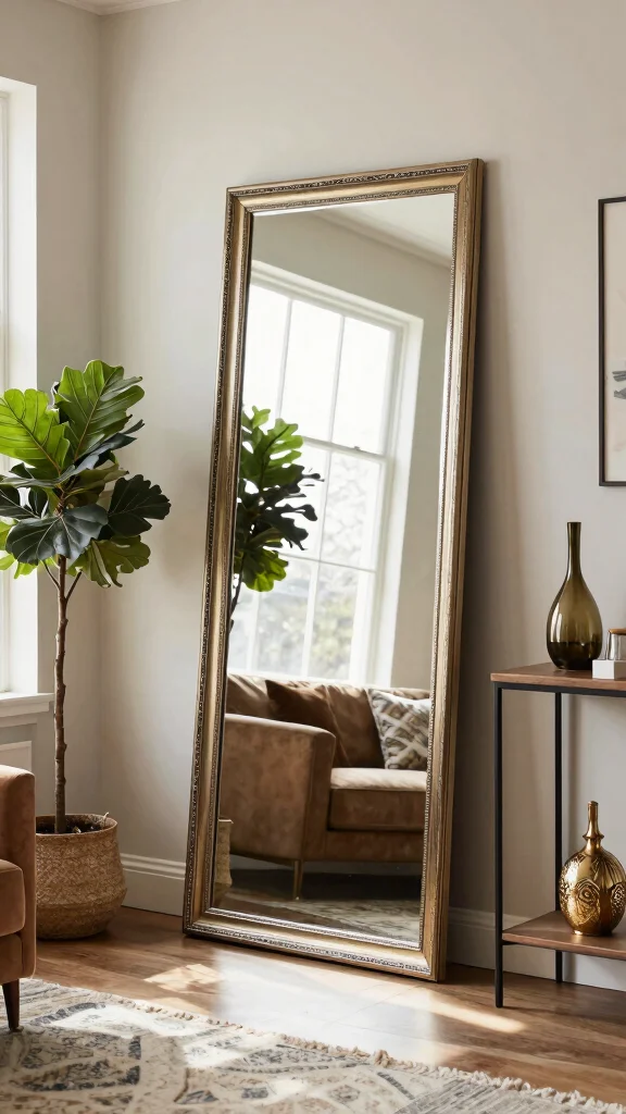 16 Different Mirrors on Wall Ideas for Eclectic Style - 3. Oversized Floor Mirror 1