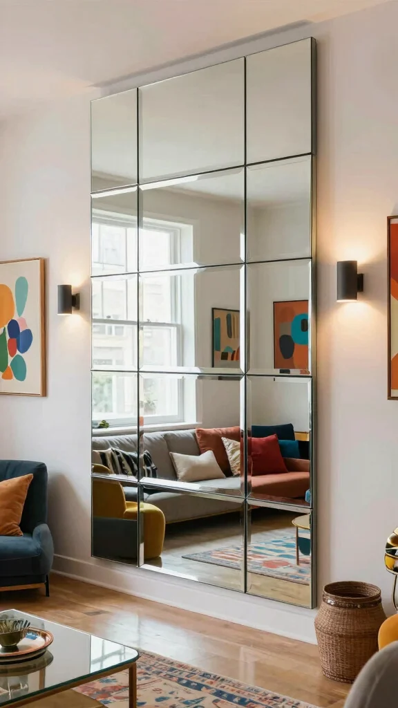 16 Different Mirrors on Wall Ideas for Eclectic Style - 4. Mirrored Accent Wall 1