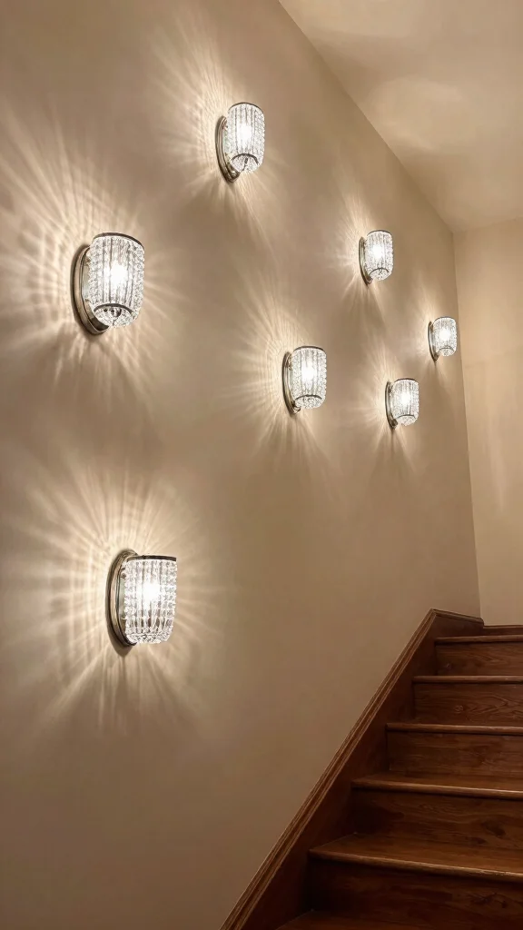 16 Mirrors on Staircase Wall Ideas for a Stylish Transition - 11. Mirrored Wall Sconces 1
