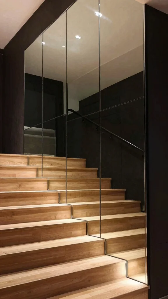 16 Mirrors on Staircase Wall Ideas for a Stylish Transition - 13. Mirrored Accent Wall 1