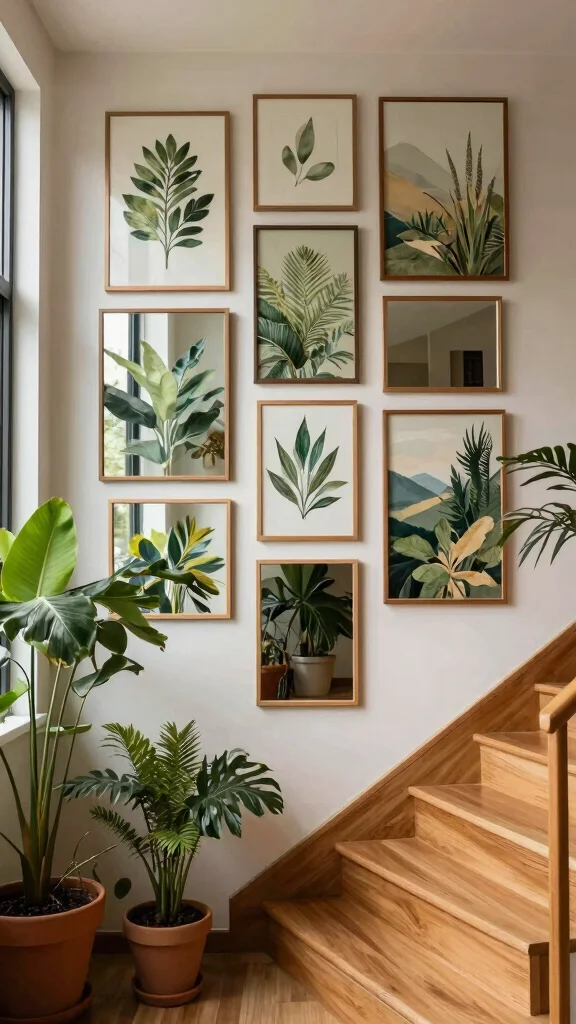 16 Mirrors on Staircase Wall Ideas for a Stylish Transition - 15. Reflections of Nature 1