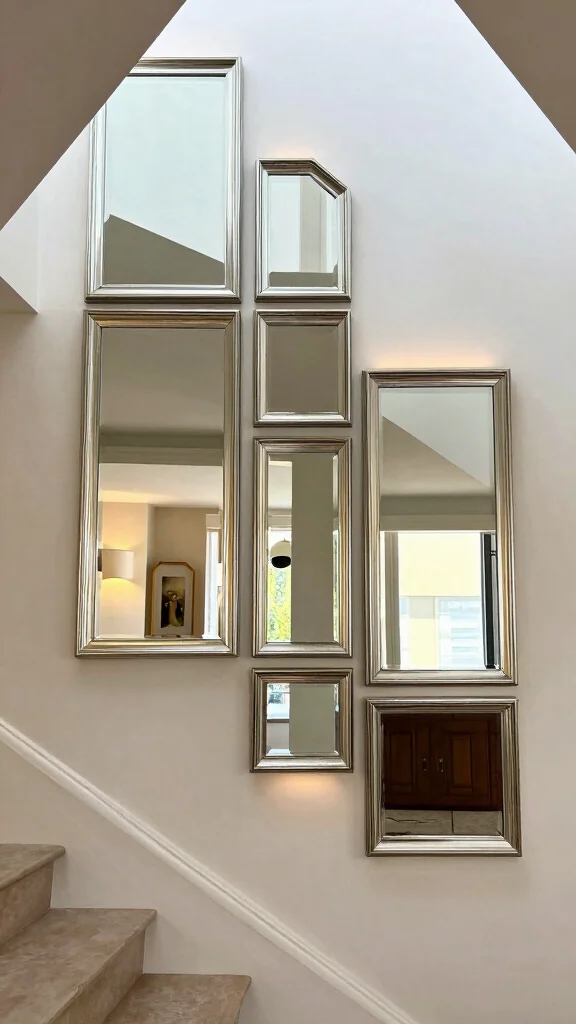 16 Mirrors on Staircase Wall Ideas for a Stylish Transition - 16. Custom Mirror Installation 1