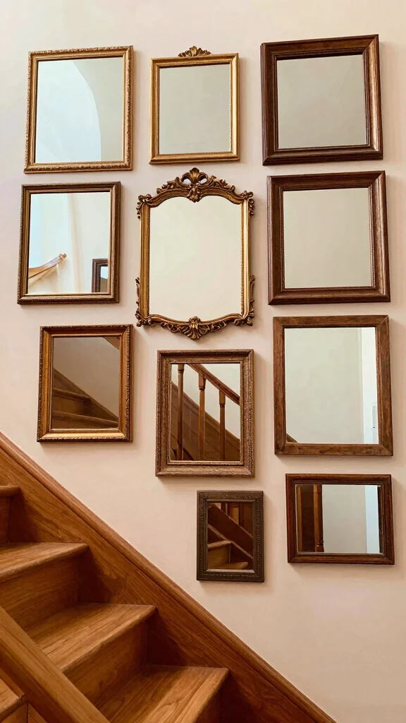16 Mirrors on Staircase Wall Ideas for a Stylish Transition - 3. Vintage Mirror Collection 1