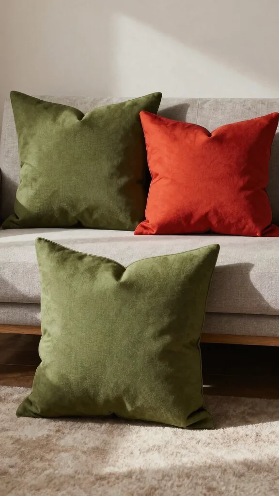 16 Olive Green Throw Pillows Ideas for a Warm Earthy Feel - 13. Color Blocked Accents 1