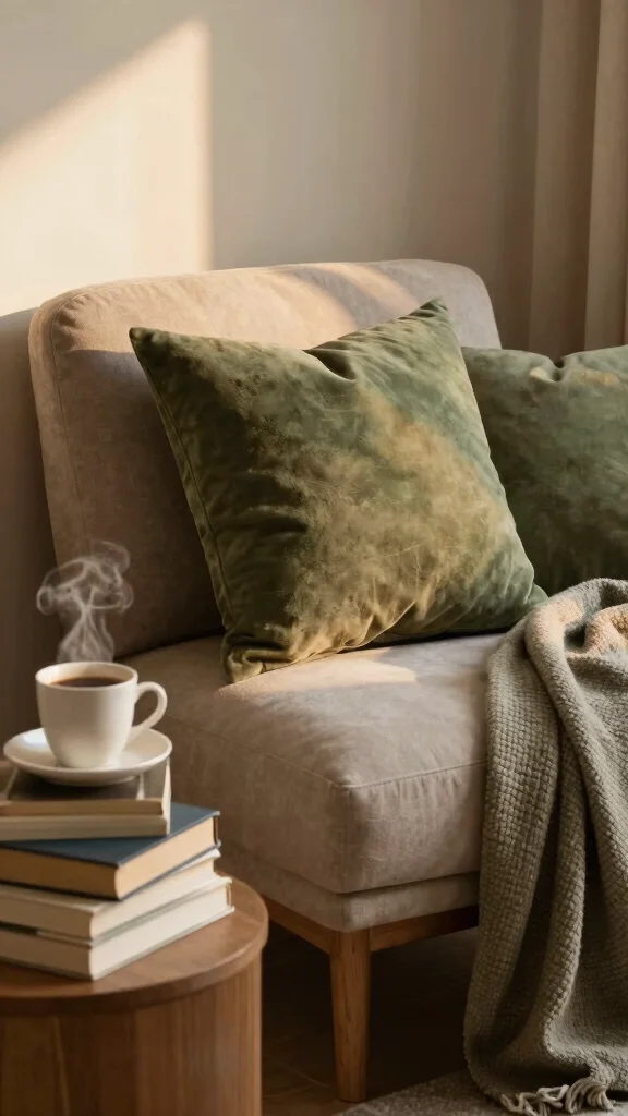 16 Olive Green Throw Pillows Ideas for a Warm Earthy Feel - 14. Cozy Corner Nook 1