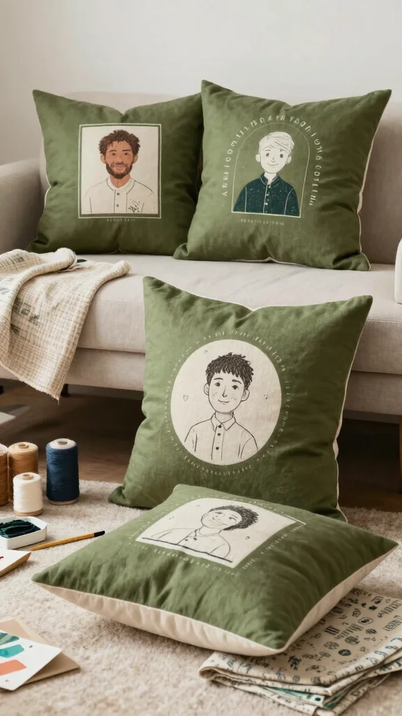 16 Olive Green Throw Pillows Ideas for a Warm Earthy Feel - 16. Customized Creations 1