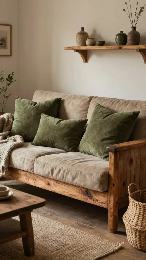 16 Olive Green Throw Pillows Ideas for a Warm Earthy Feel - 6. Rustic Charm 1