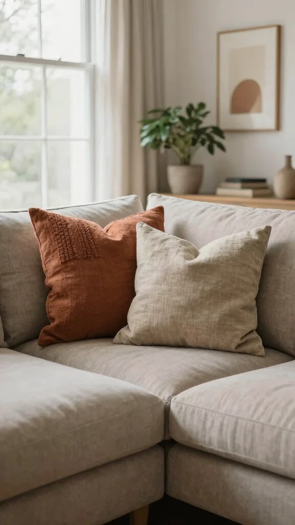 16 Throw Pillows Sectional Couch Ideas for a Cozy Setup - 1. Embrace Earthy Tones 1