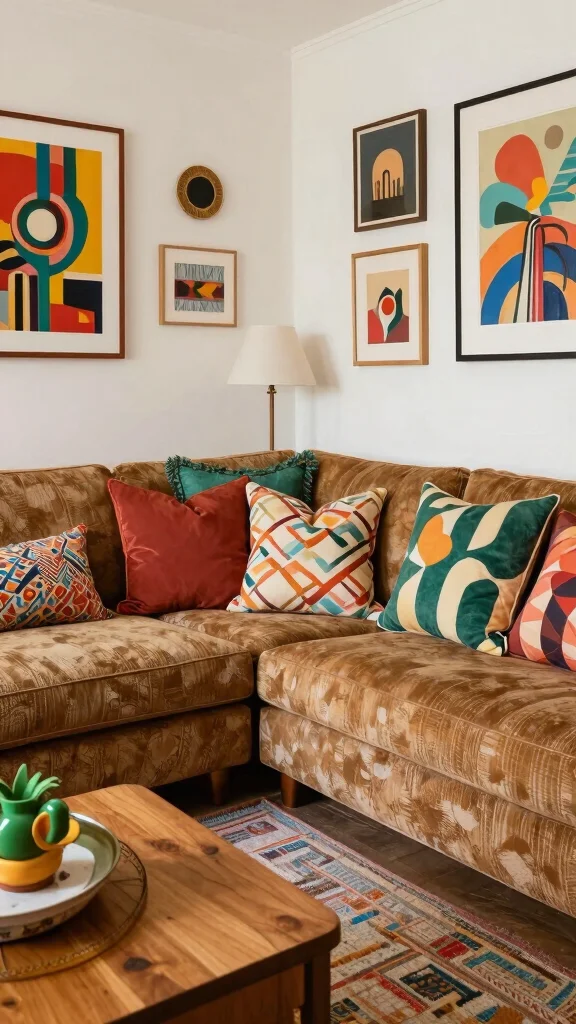 16 Throw Pillows Sectional Couch Ideas for a Cozy Setup - 16. Mixing Vintage and Modern 1